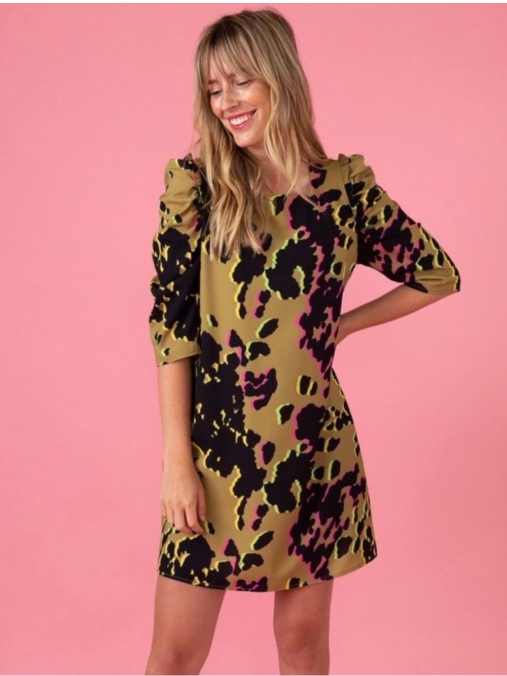 CROSBY by Mollie Burch Bexley Green Leopard Print dress size XS